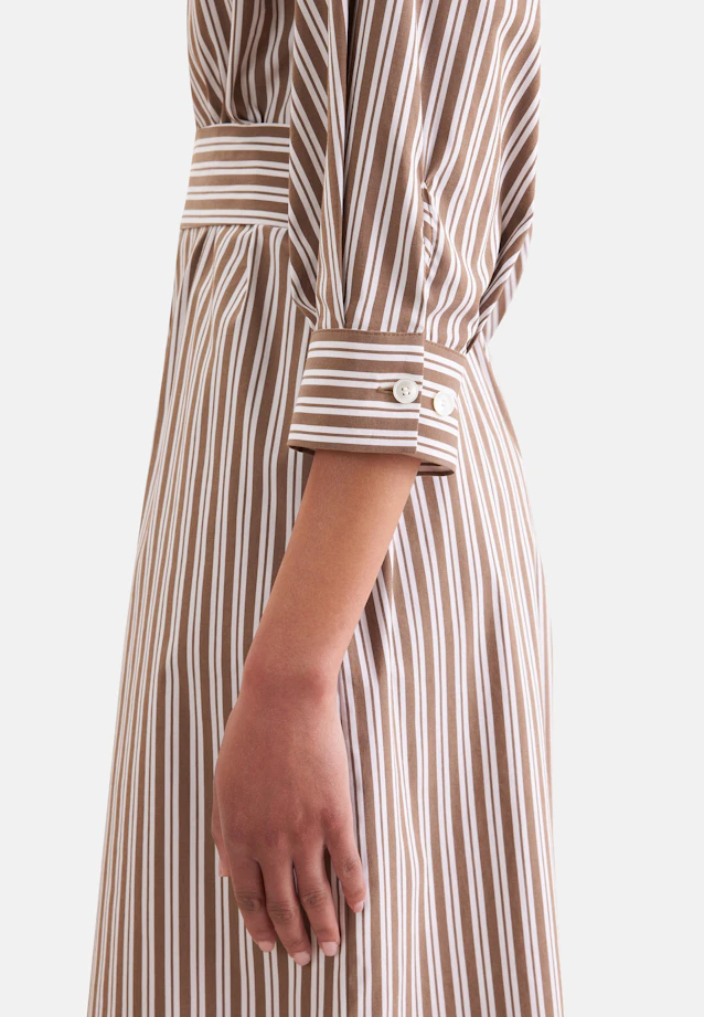 Robe-chemise oversize avec manches 3/4 et ceinture taille en coton extensible in Marron |  Seidensticker Onlineshop