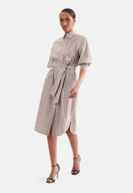 Oversized Hemdblusenkleid mit 3/4 Arm und Taillengürtel aus Baumwoll Stretch in Braun |  Seidensticker Onlineshop