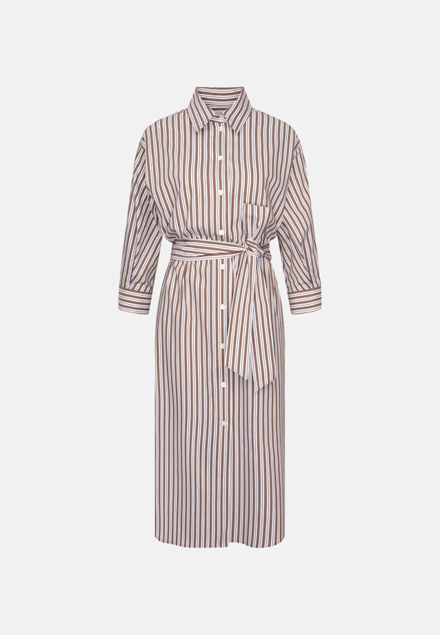 Oversized Hemdblusenkleid mit 3/4 Arm und Taillengürtel aus Baumwoll Stretch in Braun |  Seidensticker Onlineshop