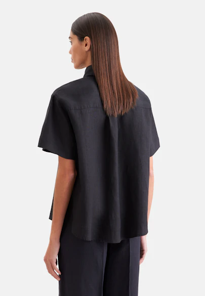 Halbarm Hemdbluse aus 100% Leinen in Schwarz |  Seidensticker Onlineshop
