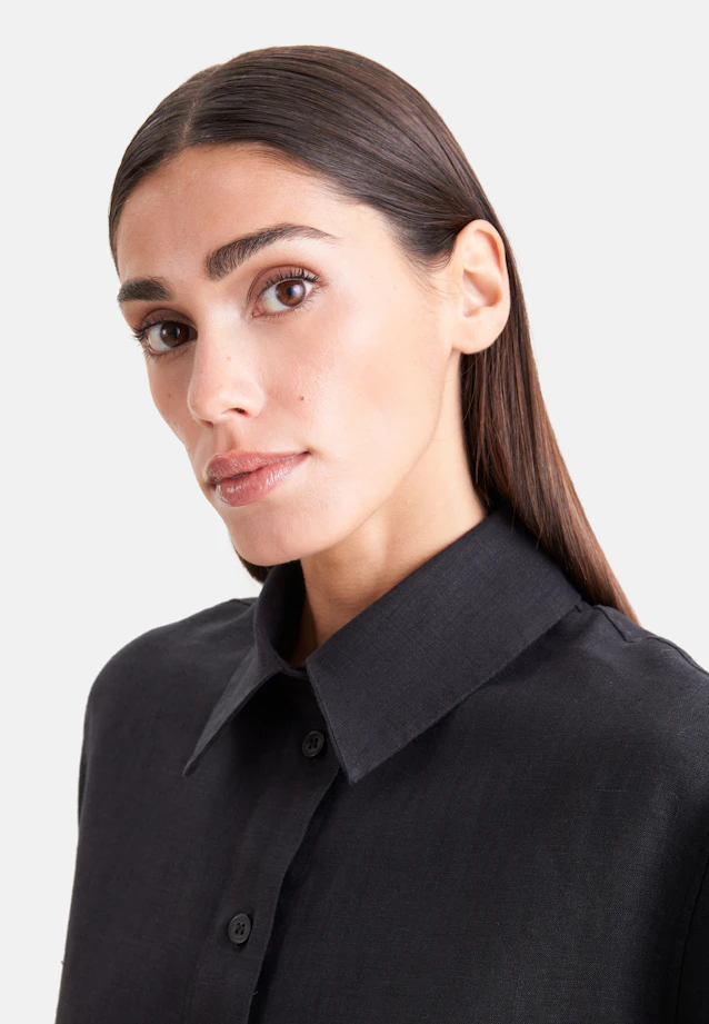 Halbarm Hemdbluse aus 100% Leinen in Schwarz |  Seidensticker Onlineshop