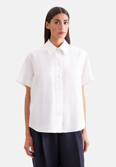 Halbarm Hemdbluse aus 100% Leinen in Weiß |  Seidensticker Onlineshop