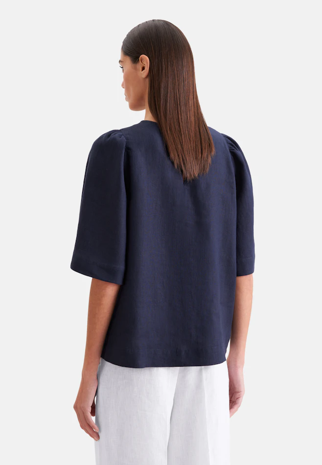 Shirt mit Glockenärmeln aus 100% Leinen in Dunkelblau | Seidensticker Onlineshop