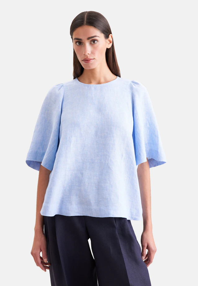 Shirt mit Glockenärmeln aus 100% Leinen in Mittelblau |  Seidensticker Onlineshop