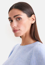 Shirt mit Glockenärmeln aus 100% Leinen in Mittelblau |  Seidensticker Onlineshop