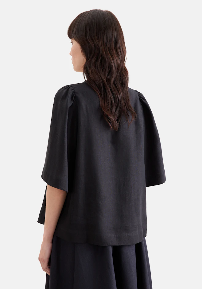 Shirt mit Glockenärmeln aus 100% Leinen in Schwarz | Seidensticker Onlineshop