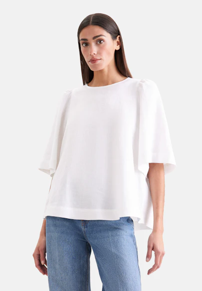 Shirt mit Glockenärmeln aus 100% Leinen in Weiß |  Seidensticker Onlineshop