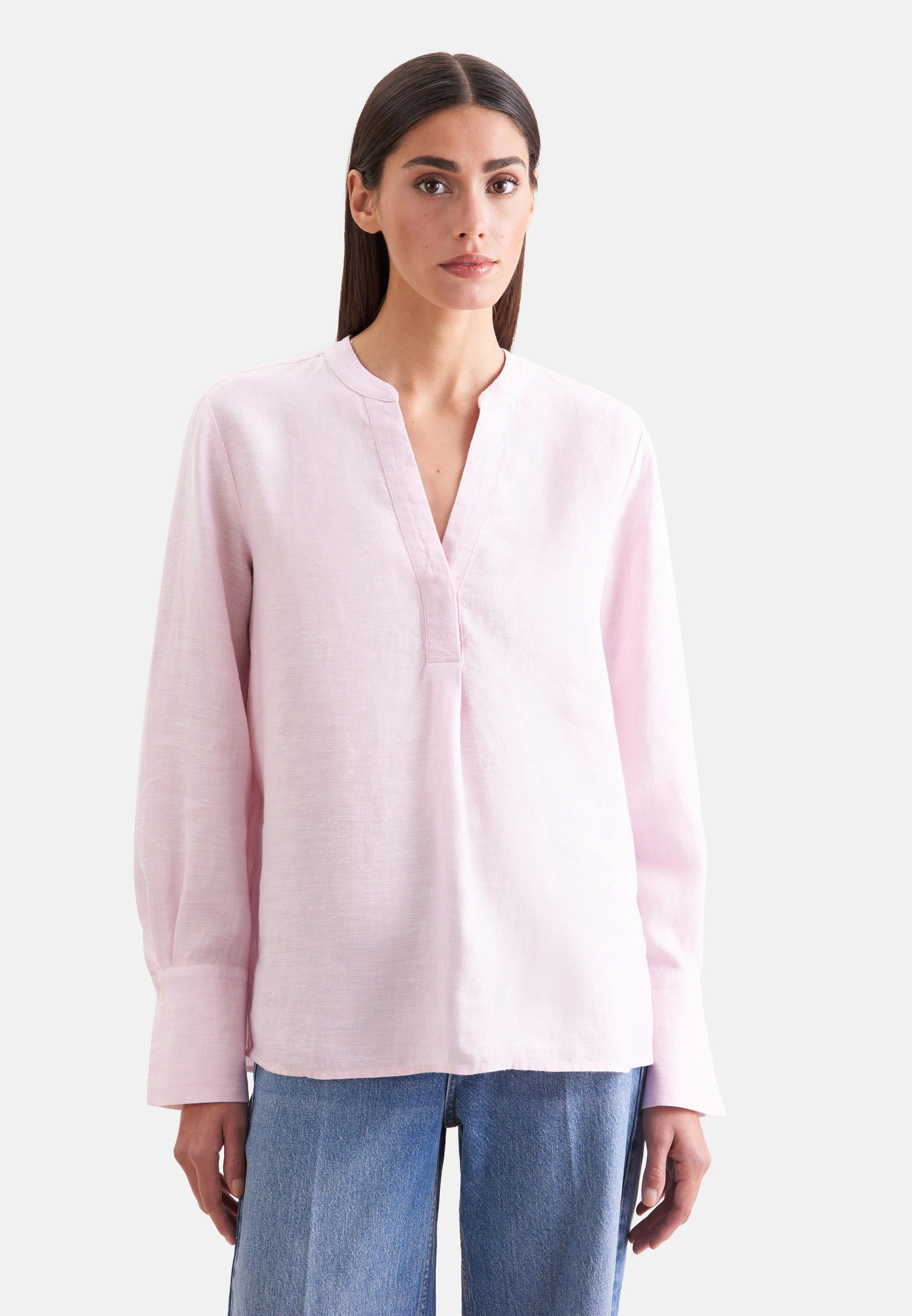 Tunikabluse aus 100% Leinen Rosa/Pink 36