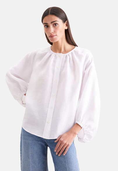 Tunique blouse avec pochettes de volume en mélange de lin in Blanc |  Seidensticker Onlineshop