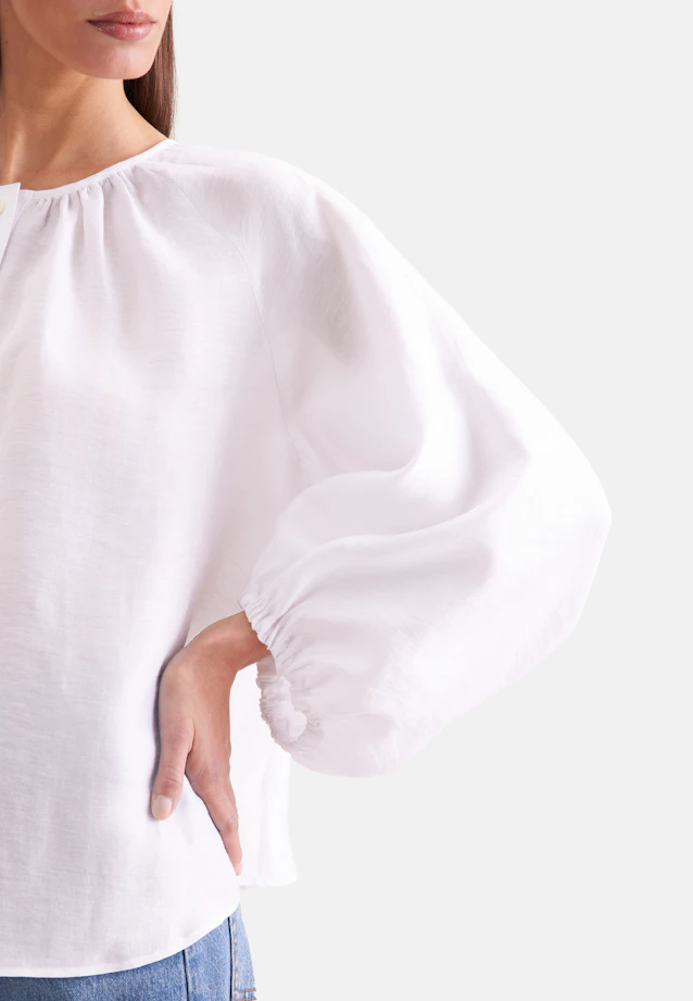 Tunic blouse with volume sleeves in linen mix in Weiß |  Seidensticker Onlineshop