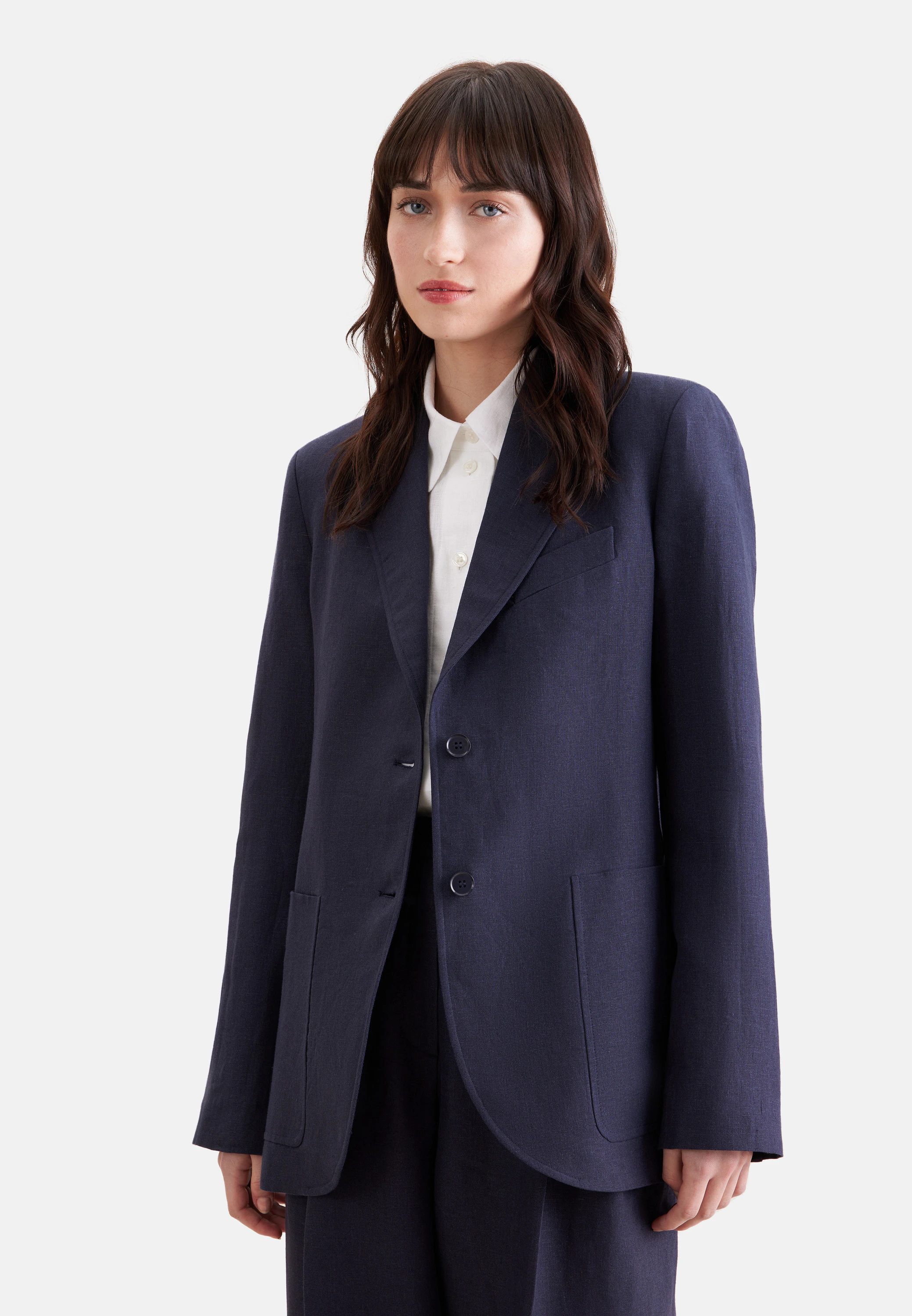 Zweiknopf Blazer aus 100% Leinen Blau 34