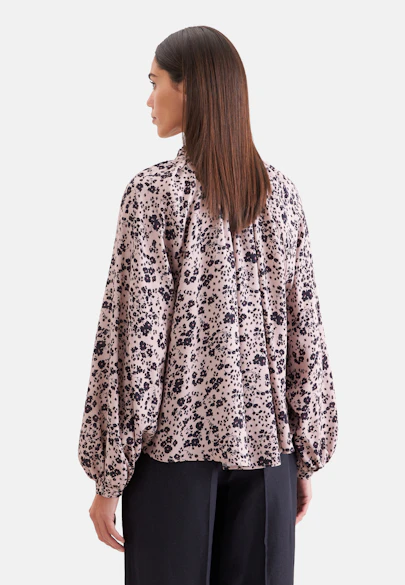 Satinierte Rüschenbluse mit Bindeband in Rosa |  Seidensticker Onlineshop