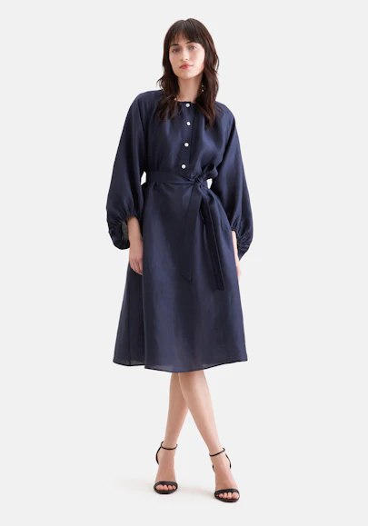 Robe tunique aux manches de volume en lin Mélange in Bleu Foncé | Seidensticker Onlineshop