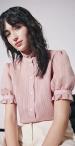 Semitransparente Hemdbluse mit Rüschendetails in Rosa |  Seidensticker Onlineshop