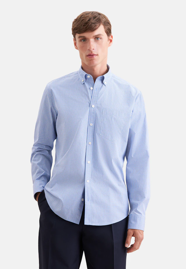 Regular Casual Hemd Karo in Hellblau |  Seidensticker Onlineshop