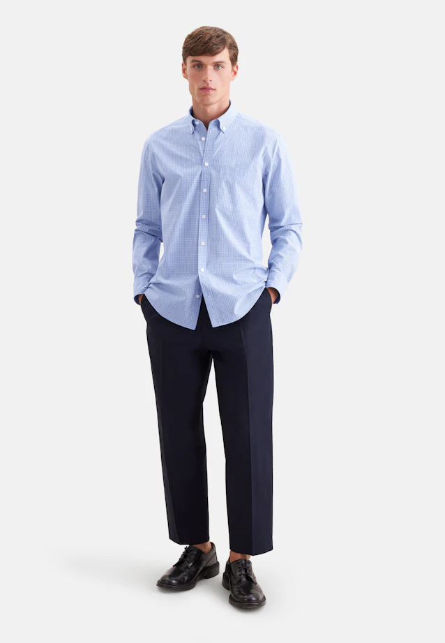 Regular Casual Hemd Karo in Hellblau |  Seidensticker Onlineshop
