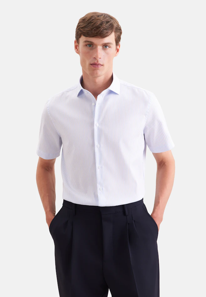 Shaped Business shirt Stripes in Mittelblau | Seidensticker online shop