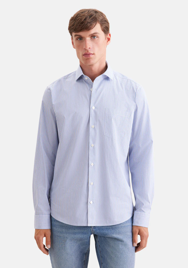 Regular Casual Hemd Gestreift in Hellblau | Seidensticker Onlineshop
