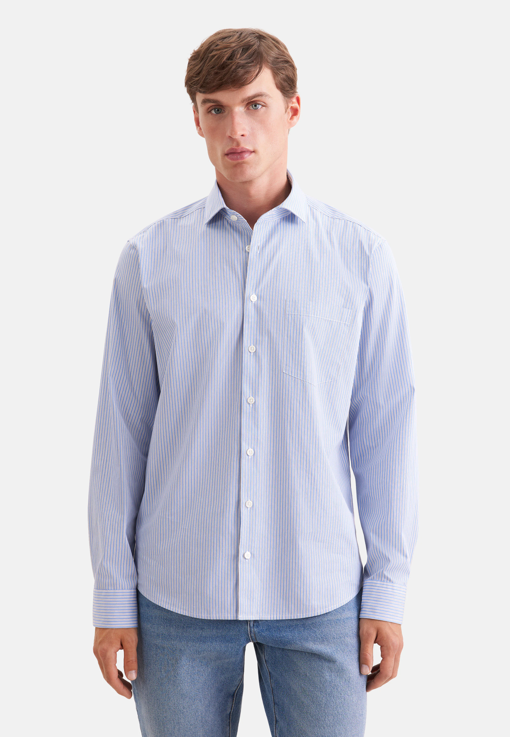 Regular Casual Hemd Gestreift Blau 41