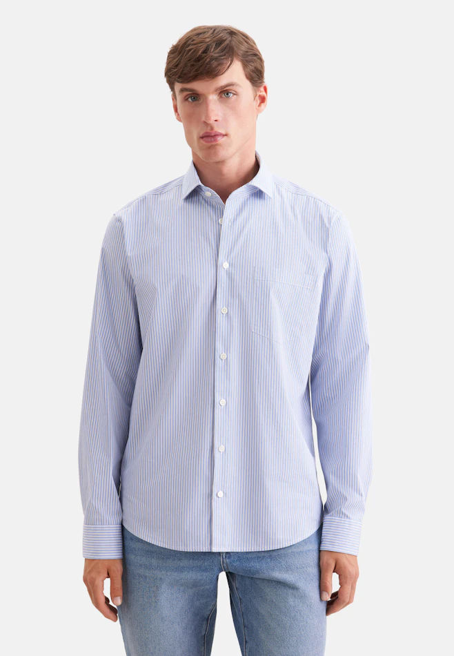 Regular Casual Hemd Gestreift in Hellblau | Seidensticker Onlineshop