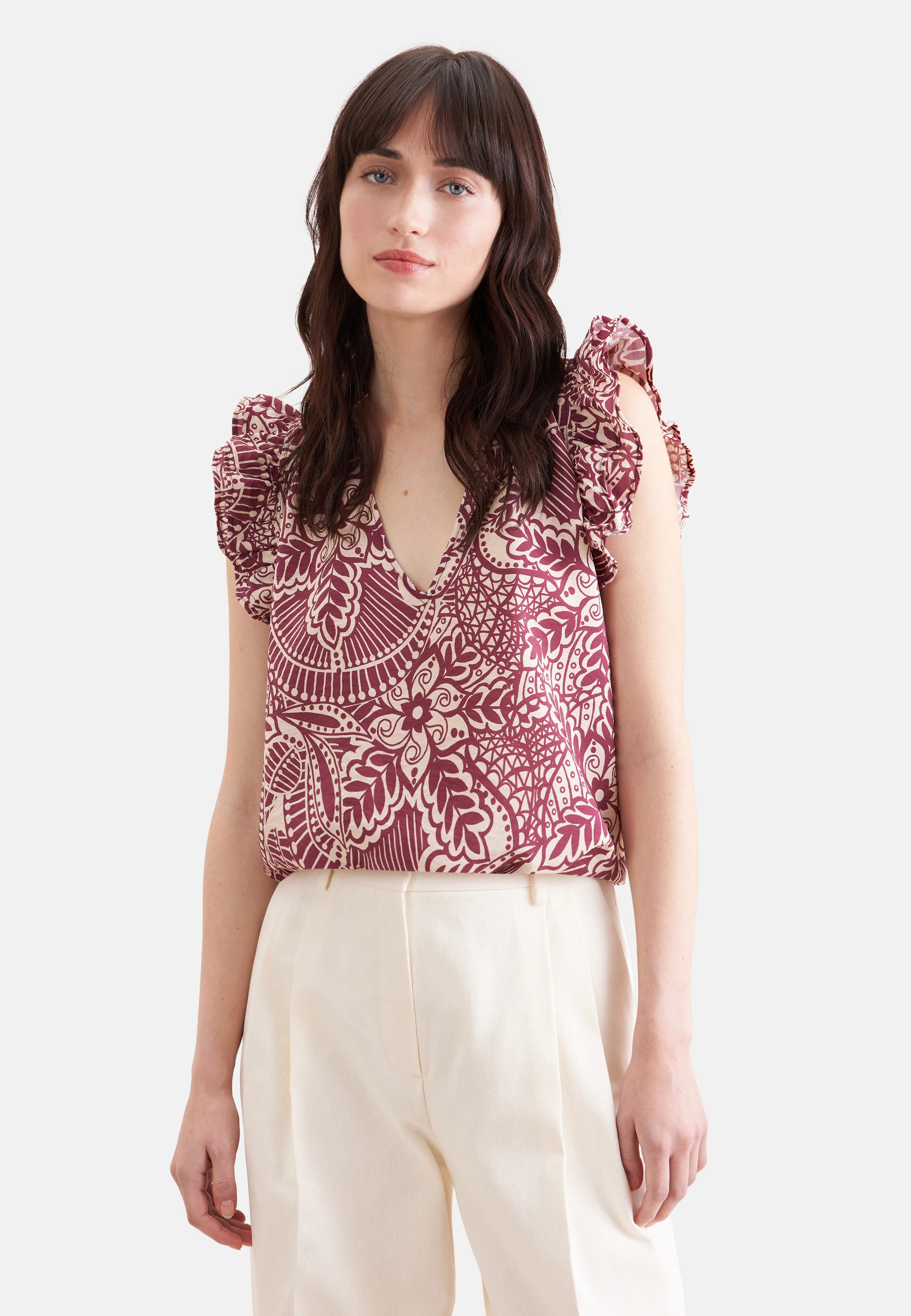 Verspieltes Top mit Rüschen Rosa/Pink 46