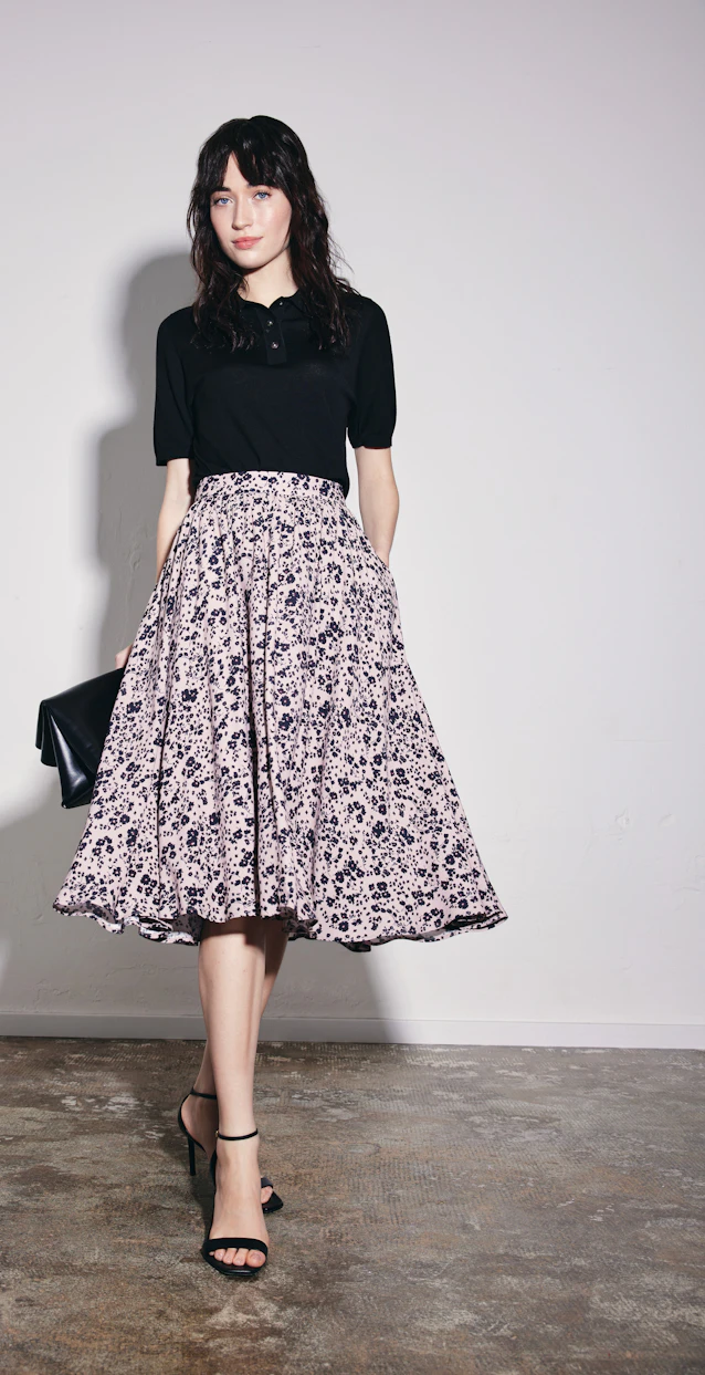 Weit schwingender Rock mit Taillenbund in Rosa |  Seidensticker Onlineshop