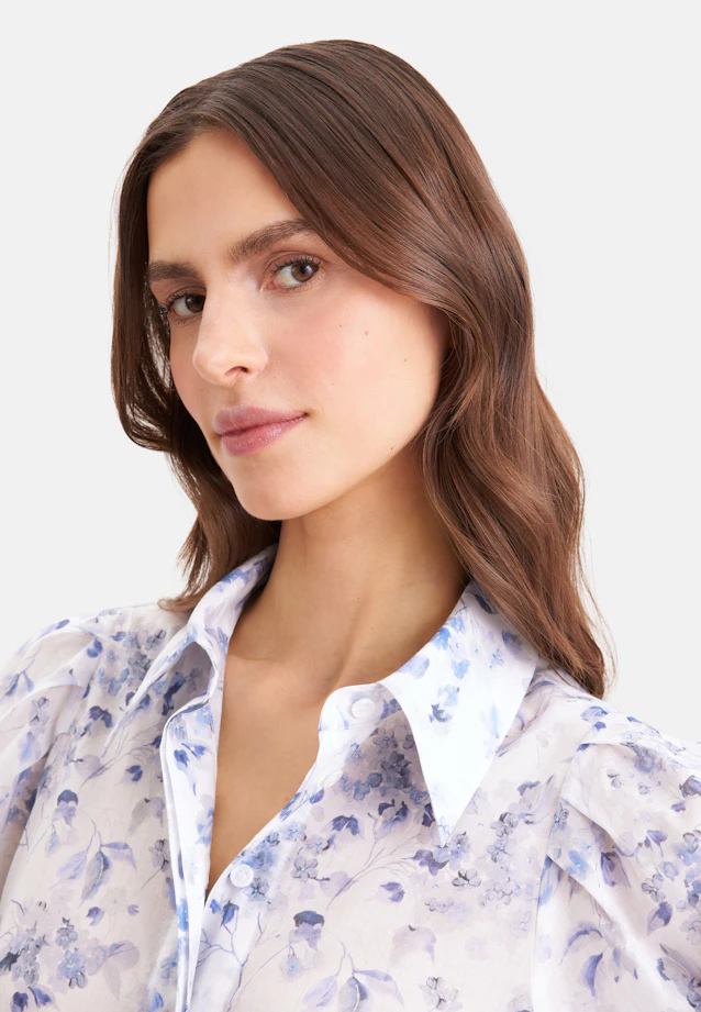 Hemdbluse mit Print aus Baumwollvoile in Hellblau |  Seidensticker Onlineshop