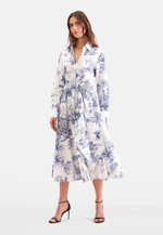 Hemdblusenkleid mit Print aus Baumwolle in Hellblau |  Seidensticker Onlineshop