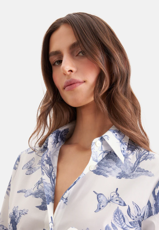 Hemdblusenkleid mit Print aus Baumwolle in Hellblau |  Seidensticker Onlineshop