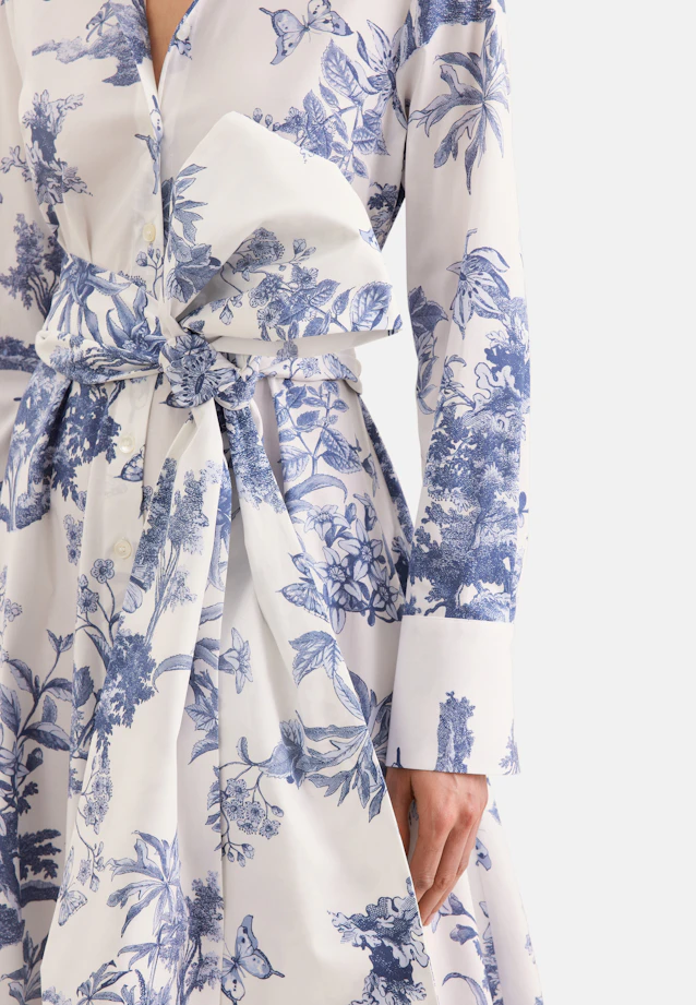 Hemdblusenkleid mit Print aus Baumwolle in Hellblau |  Seidensticker Onlineshop