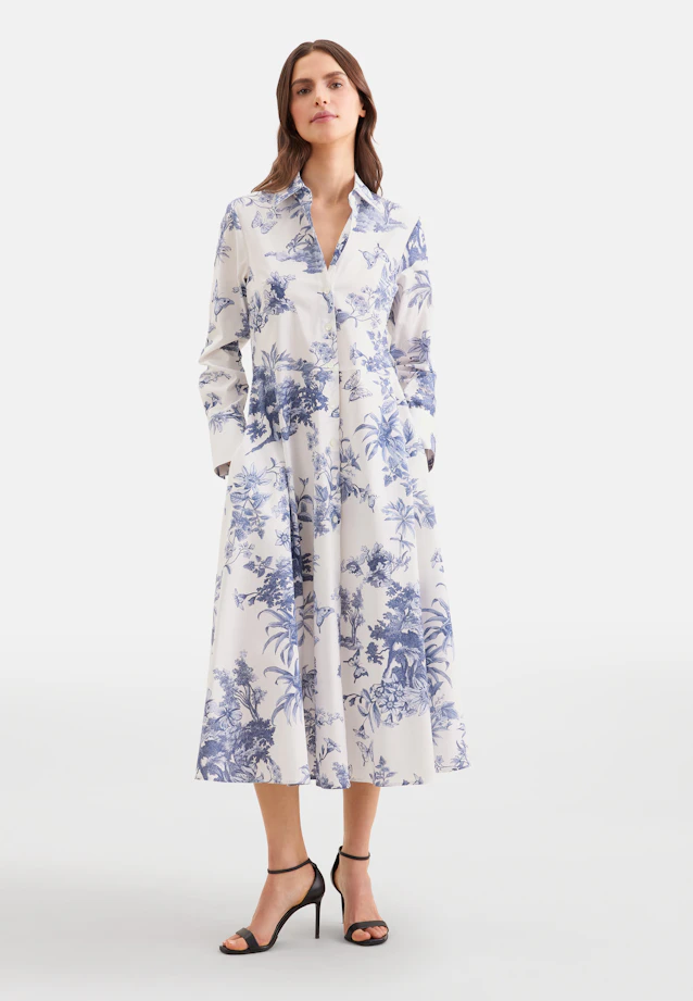 Hemdblusenkleid mit Print aus Baumwolle in Hellblau |  Seidensticker Onlineshop