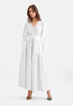 Stufenkleid mit V- Neck aus 100% Leinen in Weiß |  Seidensticker Onlineshop