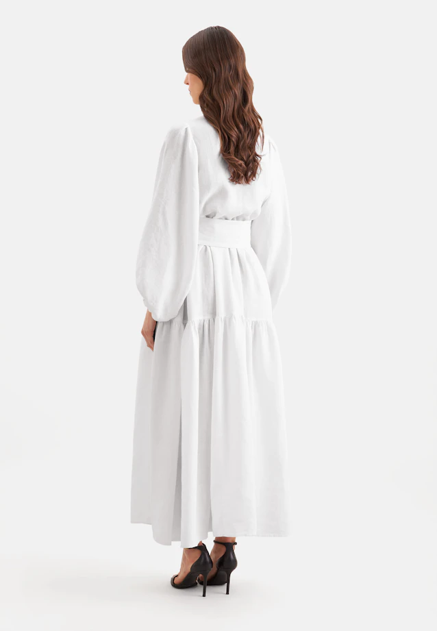 Stufenkleid mit V- Neck aus 100% Leinen in Weiß |  Seidensticker Onlineshop