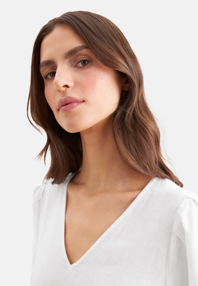 Stufenkleid mit V- Neck aus 100% Leinen in Weiß |  Seidensticker Onlineshop