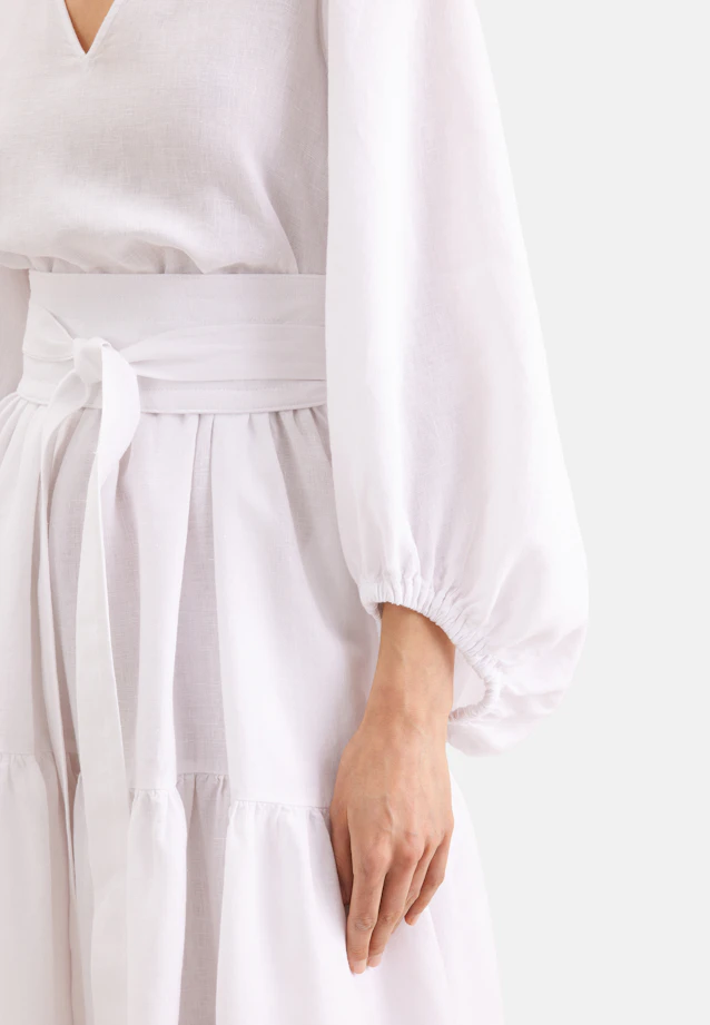 Robe à étages à col en V en 100 % lin in Blanc |  Seidensticker Onlineshop