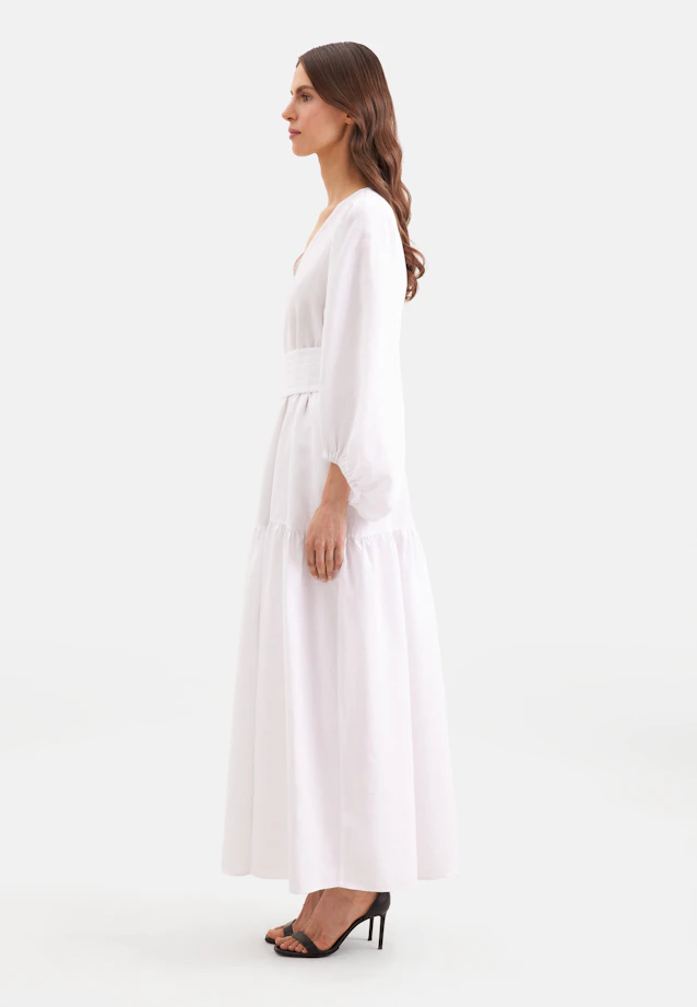 Robe à étages à col en V en 100 % lin in Blanc |  Seidensticker Onlineshop