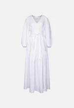 Stufenkleid mit V- Neck aus 100% Leinen in Weiß |  Seidensticker Onlineshop