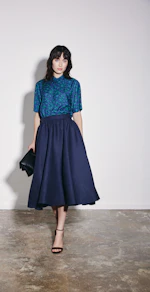 Jupe large et flottante avec ceinture faite de 100 % lin in Bleu Foncé |  Seidensticker Onlineshop