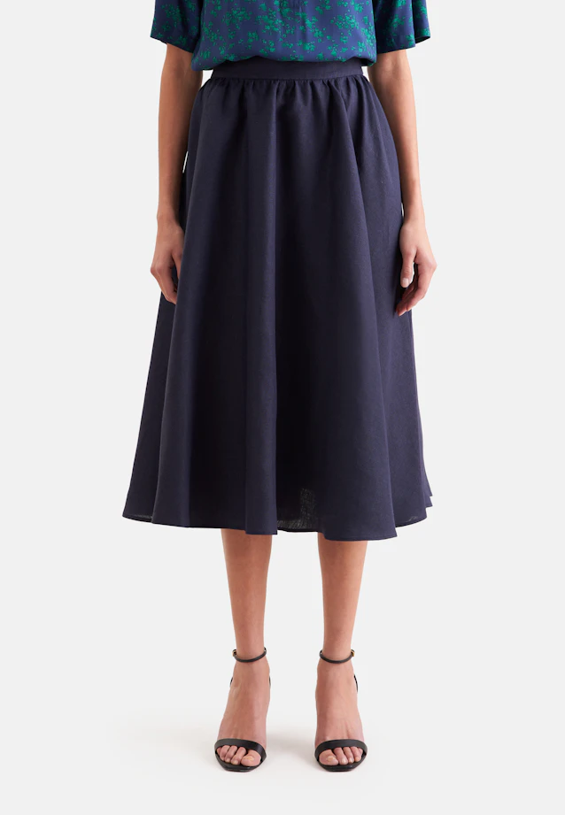 Jupe large et flottante avec ceinture faite de 100 % lin in Bleu Foncé |  Seidensticker Onlineshop