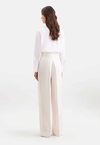 Pleated trousers made of 100% linen in Weiß |  Seidensticker Onlineshop