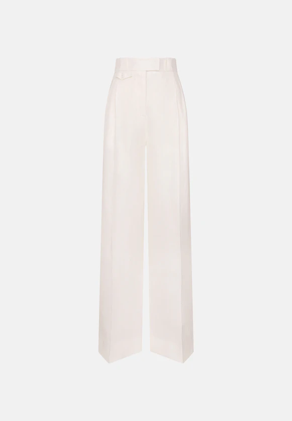 Pleated trousers made of 100% linen in Weiß |  Seidensticker Onlineshop