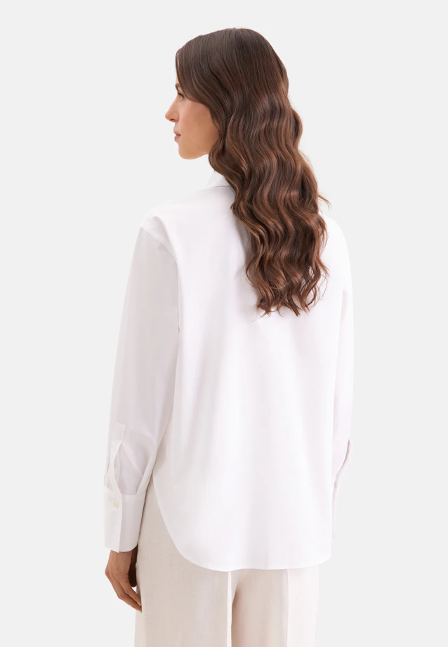 Shirt blouse with detachable bow made of cotton twill in Weiß |  Seidensticker Onlineshop