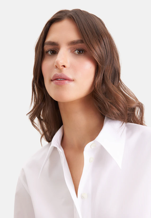 Chemisier avec nœud détachable en sergé de coton in Blanc |  Seidensticker Onlineshop