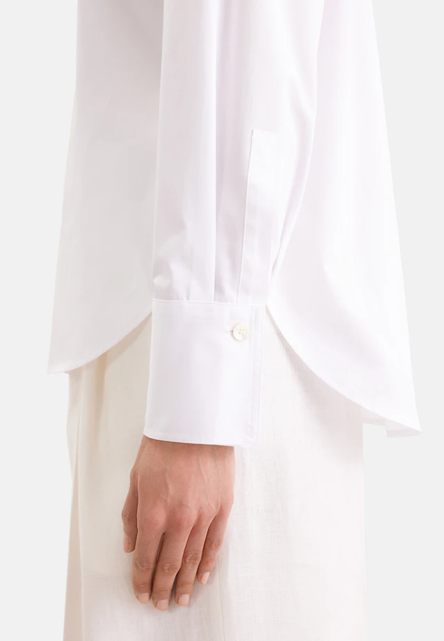 Shirt blouse with detachable bow made of cotton twill in Weiß |  Seidensticker Onlineshop