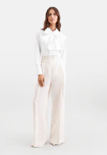 Hemdbluse mit abnehmbarer Schluppe aus Cotton Twill in Weiß |  Seidensticker Onlineshop