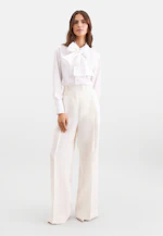 Hemdbluse mit abnehmbarer Schluppe aus Cotton Twill in Weiß |  Seidensticker Onlineshop