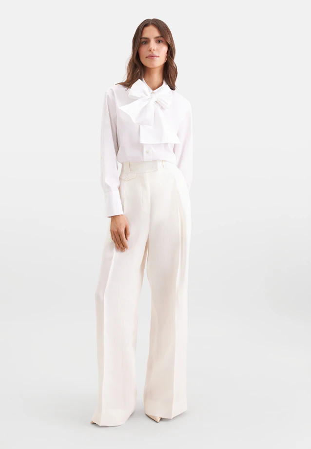 Shirt blouse with detachable bow made of cotton twill in Weiß |  Seidensticker Onlineshop