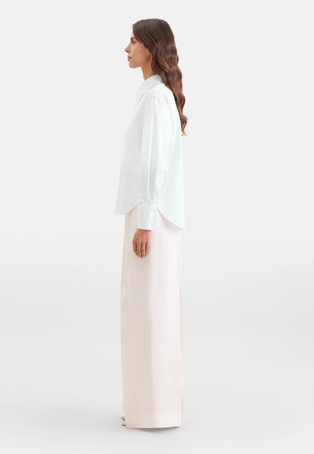 Hemdbluse mit abnehmbarer Schluppe aus Cotton Twill in Weiß |  Seidensticker Onlineshop