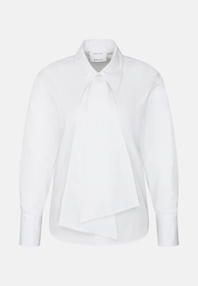 Hemdbluse mit abnehmbarer Schluppe aus Cotton Twill in Weiß |  Seidensticker Onlineshop