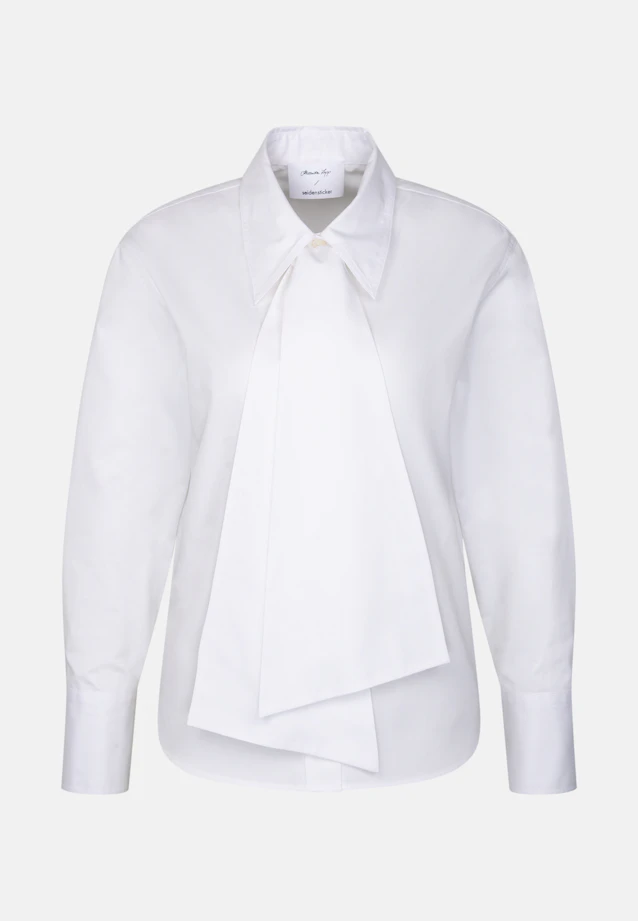 Shirt blouse with detachable bow made of cotton twill in Weiß |  Seidensticker Onlineshop